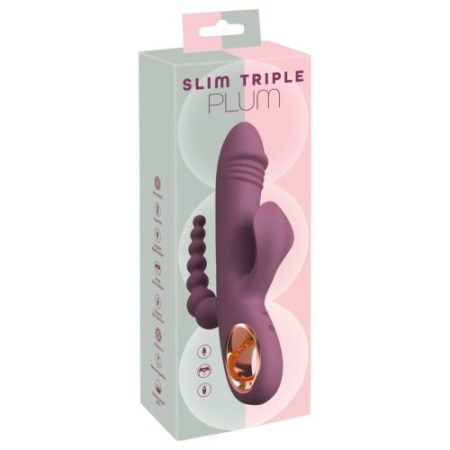 You2Toys -Slim Triple Plum  akkus,tripla karos vibrátor (lila) 3 ágú
