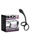 Black Velvets Cock & ball ring with butt plug  - vékony análdildó pénisz- és heregyűrűvel (fekete)