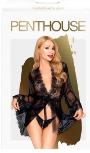 Penthouse - Hypnotic power - fekete csipkeköntös+tanga S/L
