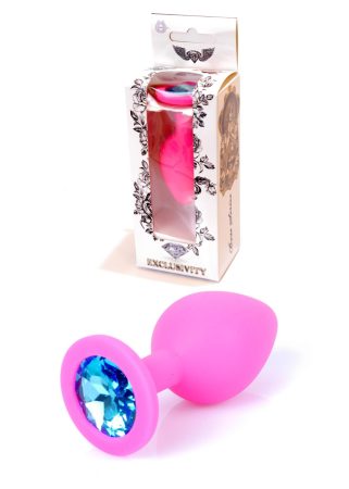 Plug-Jawellery Pink Silikon PLUG Medium- Light Blue Diamond M-es méretű 