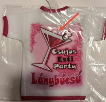 Csajos esti party lánybúcsú üveg póló pink szélű