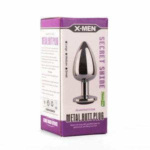  X-Men Secret Shine Metal Butt Plug  L-es méret fekete kővel a végén 