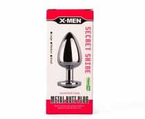   X-MEN Secret Shade Metal Butt Plug Red L-es méret piros színű szív alakú kővel