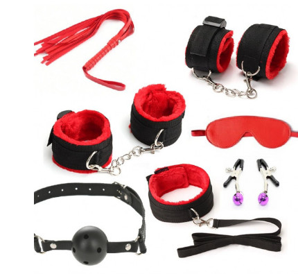 Guilty toys bdsm készlet 7 db-os piros-fekete Mystic Pleasure