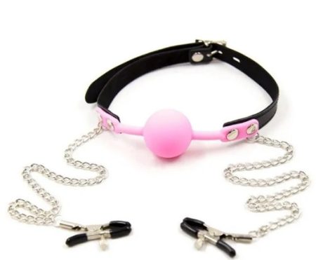 Guilty toys szájpecek + bimbócsipesz-lánccal / rózsaszín/