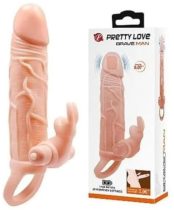   Pretty Love Brave vibrációs nyuszikaros péniszköpeny - testszín 