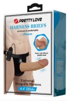   Pretty Love Draven Harness Briefs - felcsatolható, távirányítós, élethű vibrátor hámmal - 17,5 cm (testszínű)
