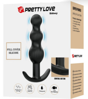 Pretty love Sidney Fekete színű  ,szilikon anyagú anál vibrátor.