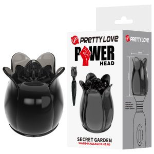 Pretty Love – Power Head “Secret Garden” Flower Wand Head Attachment (Black) Wand végére helyezhető rózsa fej