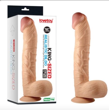 Lovetoy 12" Legendary King-Sized Realistic Dildo - letapasztható, herés, élethű dildó - 31 cm (testszínű)