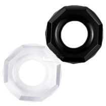   Power Plus  pénisz gyűrű nyolcszög felülettel -Fekete színben