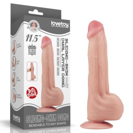 Lovetoy 11.5'' King Sized Sliding Skin Dual Layer Dong