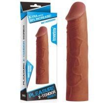   Lovetoy Pleasure X-Tender Penis Sleeve - vízálló, élethű, hosszabbító péniszköpeny - 17 cm (barna) 1 inch (25mm)