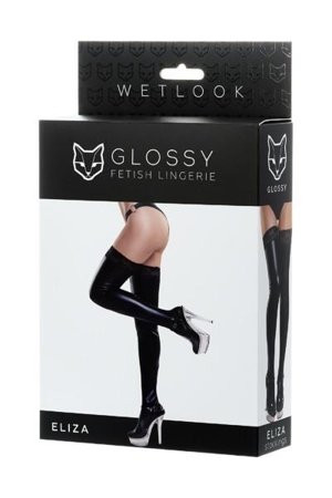 Wetlook Glossy Eliza M-es méretű combfix csipke szegővel 