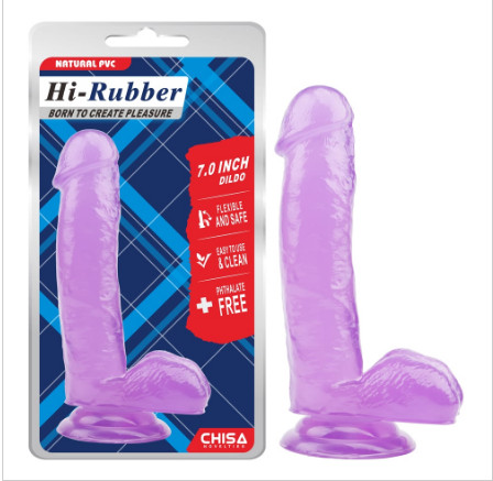 Hi-Rubber 7.0 Inch lila áttetsző herés dildó