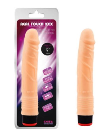 Real Touch XXX 9" Vibe Cock. Realisztikus vízálló vibrátor antiallergén puha anyagból 22x3,3cm