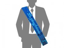 Legénybúcsú  felíratú vállszalag kék 1,6mx9,5cm