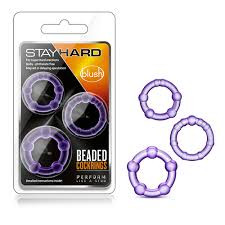 Stay  Hard  Beaded 3db-os péniszgyűrű szett lila színben
