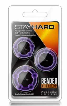 Stay Hard Beaded Cockrings Purple