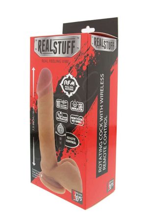 RealStuff 7.5" Rotating Remote Vibe - akkus, letapasztható, forgófejes, herés, élethű vibrátor - 19 cm (testszínű)
