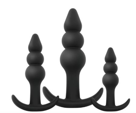 EasyToys - gömbös anál plug szett - 3 részes (fekete)