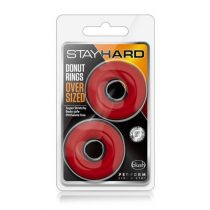   Stay Hard Donut Rings 2 db-os péniszgyűrű szett piros színben
