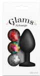 Glams Xchange Round Gem – Medium Fekete anál plug cserélhető kővel 