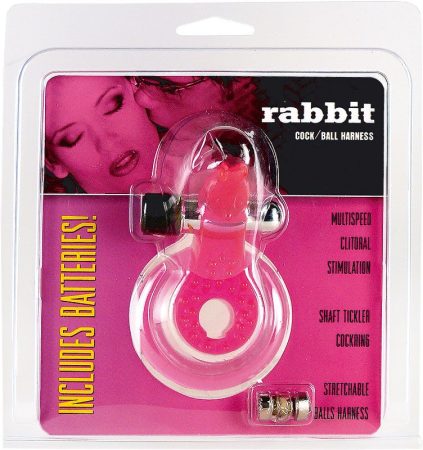Rabbit cock ball harness Nyuszis csiklóizgatós péniszgyűrű rózsaszín