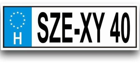 SZE-XY40 - Tréfás rendszámtábla