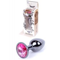   Jawellery Dark Silver Plug - Pink. Fényes sötétacél anál plug 