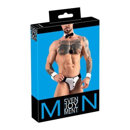 Svenjoyment - férfi pincér tanga jelmez szett  fekete-fehér XL méret