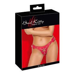  Strap-on Bad Kitty, állítható pántos, piros hám S-L méret