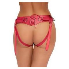   Strap-on Bad Kitty, állítható pántos, piros hám S-L méret