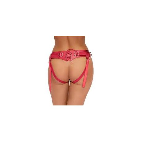 Strap-on Bad Kitty, állítható pántos, piros hám S-L méret