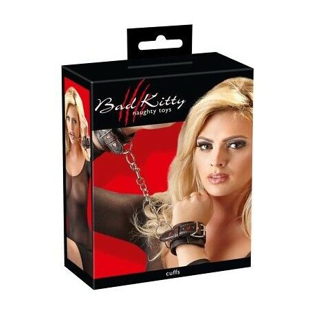 Bad Kitty - Állítható Bőr Bilincs - Piros Szív Mintával