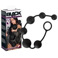   Black Velvets Anal beads  Fekete bársony szilikon análfüzér
