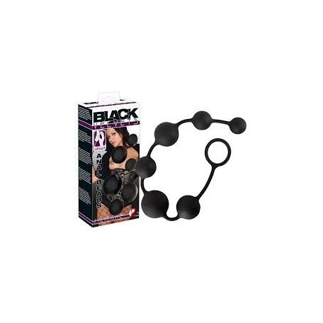 Black Velvets Anal beads  Fekete bársony szilikon análfüzér