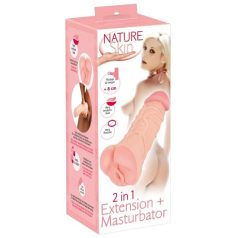   Nature Skin - 2 in 1 Extension + Masturbator - 2 az 1-ben maszturbátor és hosszabbító