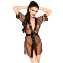   Penthouse Midnight Mirage - szatén köntös és tanga (fekete)XL