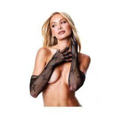   Butterfly Lace Opera Glove lepkés fekete színű necc kesztyű