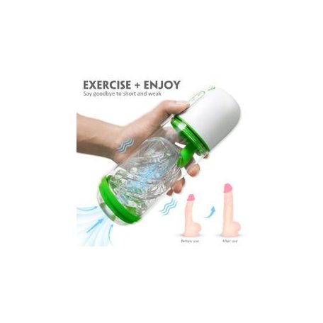 Gvilty Toys Icey Mighty Warrior Icey Masturbator With Handsfree Support 9 Vibration Modes + 3 Suction Modes White/Green 