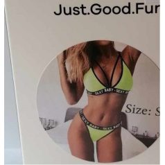  Just.Good Fun két részes bugyi melltartó neon zöld-fekete L-es méretben