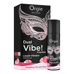   *Orgie Dual Vibe kissable liquid vibrator intimate gel -  (15 ml) folyékony vibrátor - Eper - Gin Tonic