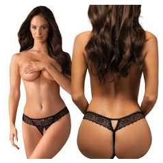   Obsessive Shibu Crotchless Thong L/XL-es méretű nyitott tanga bugyi