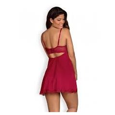   Obsessive - Rosalyne Babydoll - Bordó Csipkebetétes Hálóing
