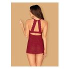 Obsessive - Ivetta Babydoll - Bordó Csipkés Hálóing és tanga S/M