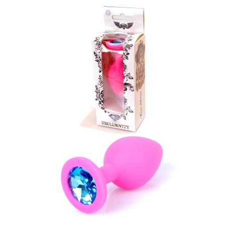 Plug-Jawellery Pink Silikon PLUG Medium- Light Blue Diamond M-es méretű 