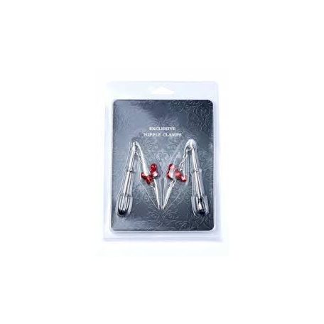 Fetish Boss Series Mellbimbócsipesz, csengő, 14cm, ezüst/piros