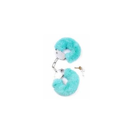 Boss Series Furry Cuffs türkiz színű szőrös bilincs