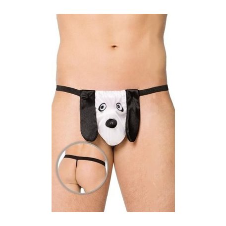 Softline Thong 4422 kutyás tanga - fekete/fehér S-L 